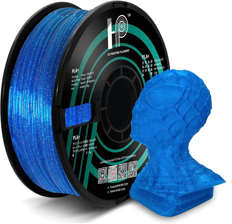 HP3DF Glitter PLA Filament, Twinkling 3D Printer Filament, PLA Filament 1.75mm Dimensional Accuracy +/- 0.02mm, 1KG Spool (2.2 lbs), Fit Most FDM Printer (Glitter Blue) - Image 1